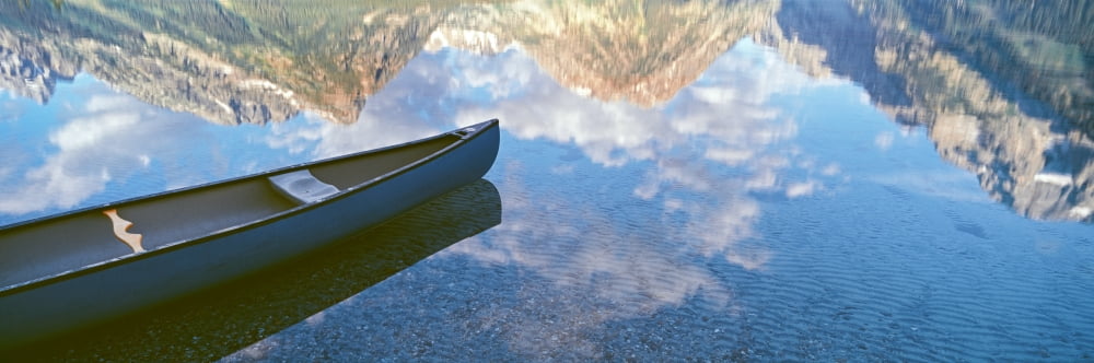 Reflection of clouds and Teton Range in Phelps Lake Grand Teton National Park Wyoming USA Canvas Art - Panoramic Images (6 x 18)