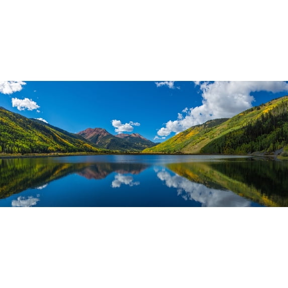 Reflection of clouds and mountain in Crystal Lakes, U.S. Route 550, Colorado, USA Poster Print by Panoramic Images (30 x 14)