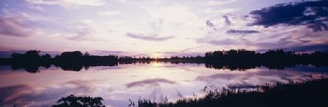 Reflection of clouds in a lake Illinois USA Canvas Art - Panoramic Images (18 x 6)