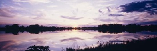 Reflection of clouds in a lake Illinois USA Canvas Art - Panoramic Images (36 x 12)