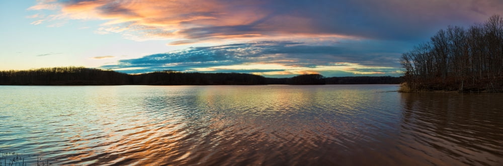 Reflection of clouds in a lake at sunset Stephen A Forbes State Recreation Area Marion County Illinois USA Canvas Art - Panoramic Images (6 x 18)
