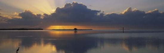 Reflection of clouds in the sea Everglades National Park near Miami Florida USA Canvas Art - Panoramic Images (36 x 12)