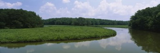 Reflection of clouds in water Colonial Parkway Williamsburg Virginia USA Canvas Art - Panoramic Images (36 x 12)