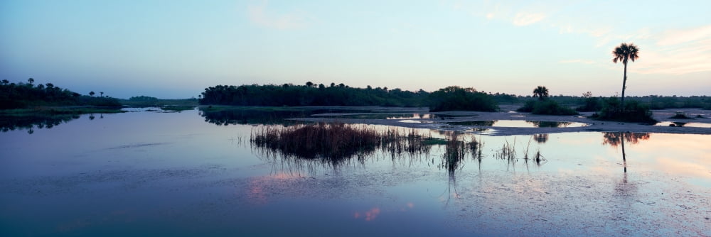 Reflection of clouds in water Everglades National Park Florida USA Canvas Art - Panoramic Images (6 x 18)
