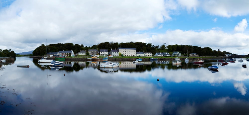Reflection of clouds in water Newport Harbour Republic of Ireland Canvas Art - Panoramic Images (36 x 12)