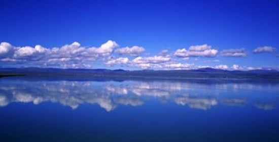 Reflection of clouds in water Olfusa Iceland Canvas Art - Panoramic Images (24 x 12)