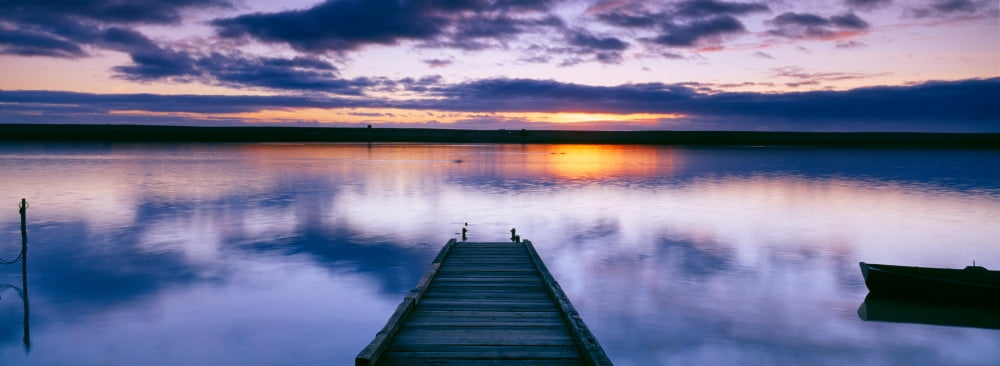 Reflection of clouds on water Chesil Beach Portland Dorset England Canvas Art - Panoramic Images (36 x 12)
