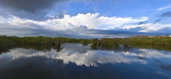 Reflection of clouds on water Everglades National Park Florida USA Canvas Art - Panoramic Images (24 x 12)
