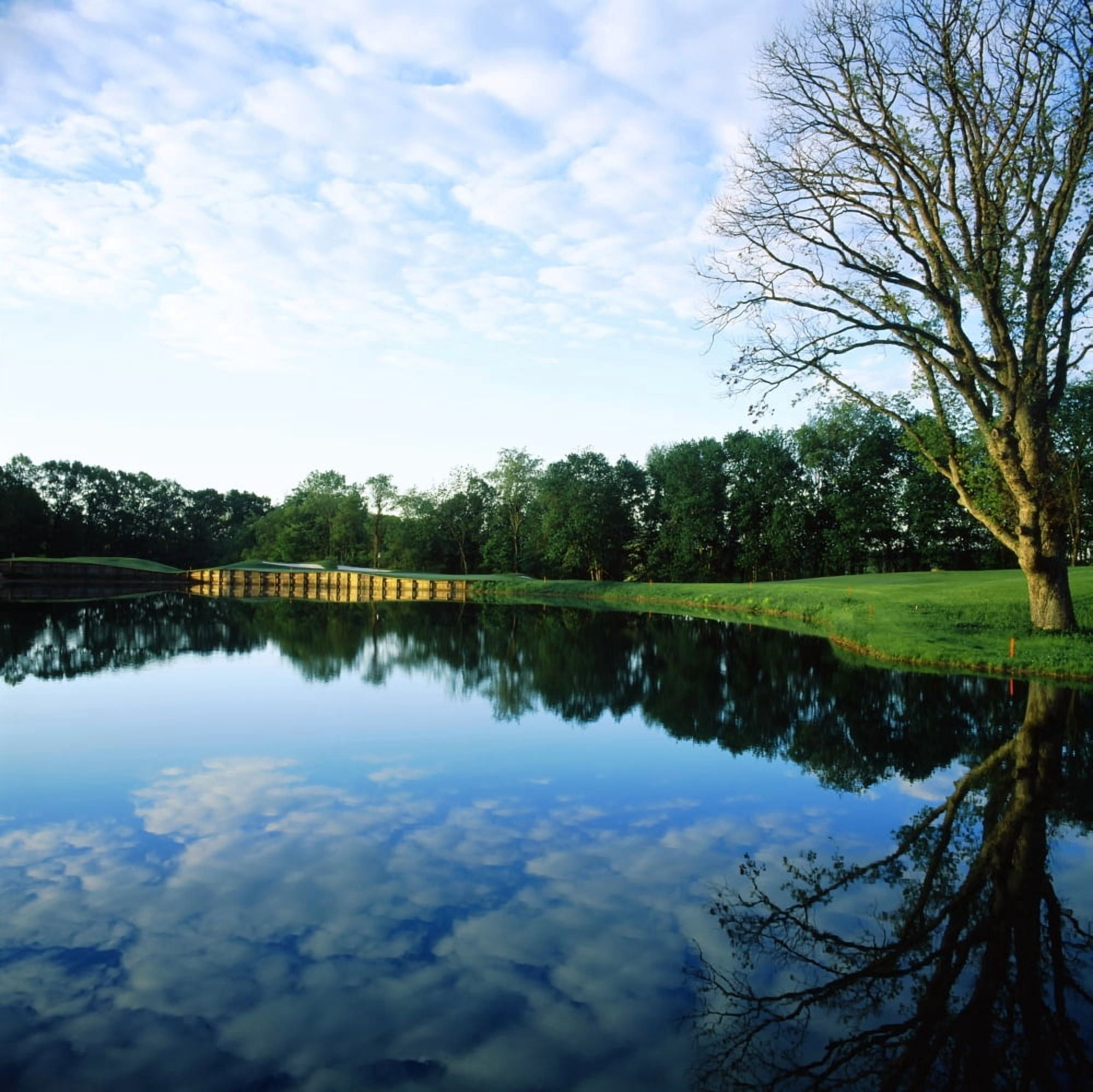 Reflection of clouds on water Greystone Golf Course White Hall Maryland USA Canvas Art - Panoramic Images (24 x 24)