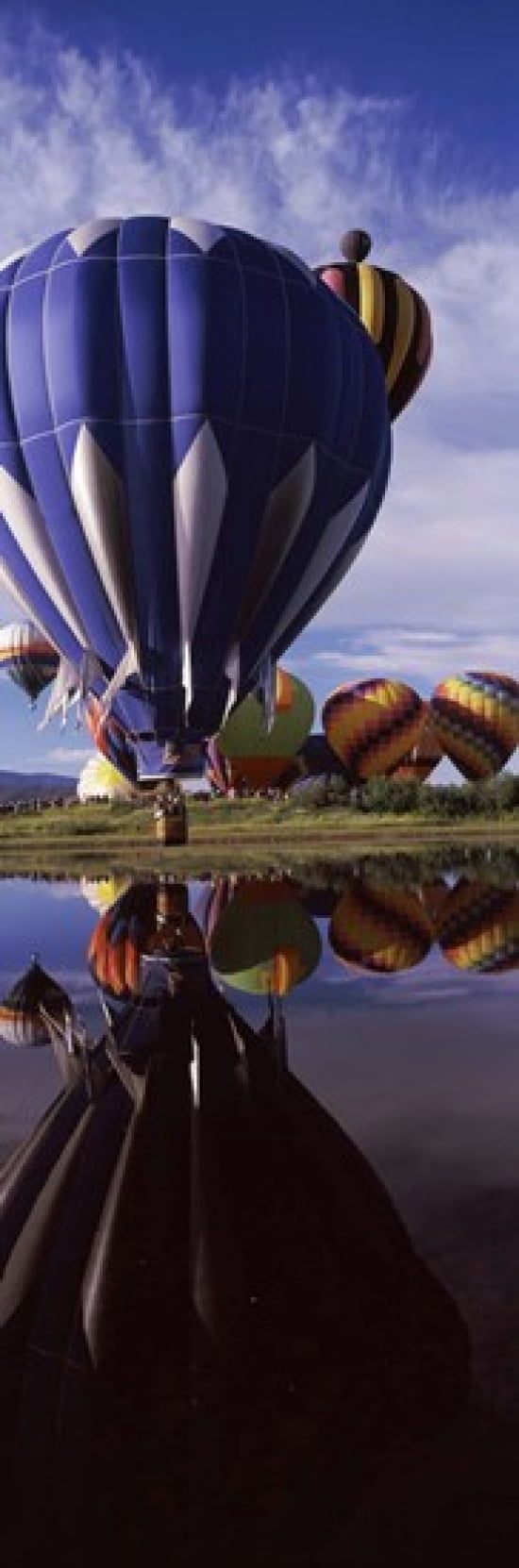 Reflection of hot air balloons in a lake Hot Air Balloon Rodeo Steamboat Springs Routt County Colorado USA Canvas Art - Panoramic Images (36 x 12)