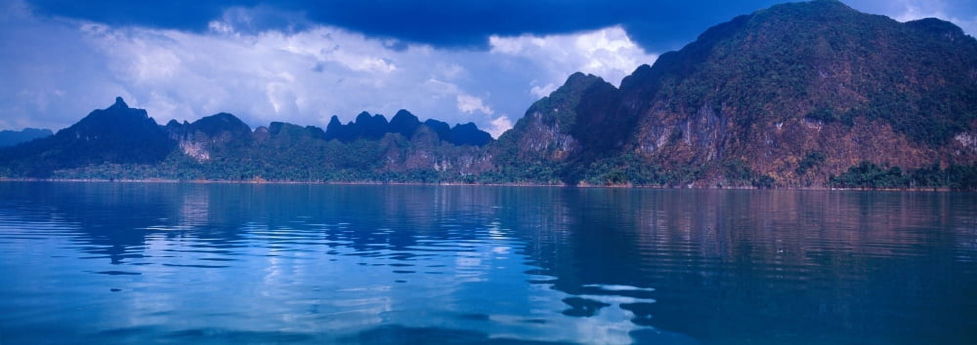 Reflection of mountain on water Chiaw Lan Lake Kao Sok National Park Surat Thani Province Thailand Canvas Art - Panoramic Images (27 x 9)