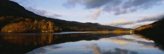 Reflection of mountains and clouds on water Glen Lednock Perthshire Scotland Canvas Art - Panoramic Images (36 x 12)