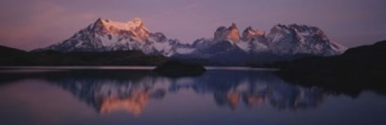Reflection of mountains in a lake Lake Pehoe Cuernos Del Paine Patagonia Chile Canvas Art - Panoramic Images (36 x 12)