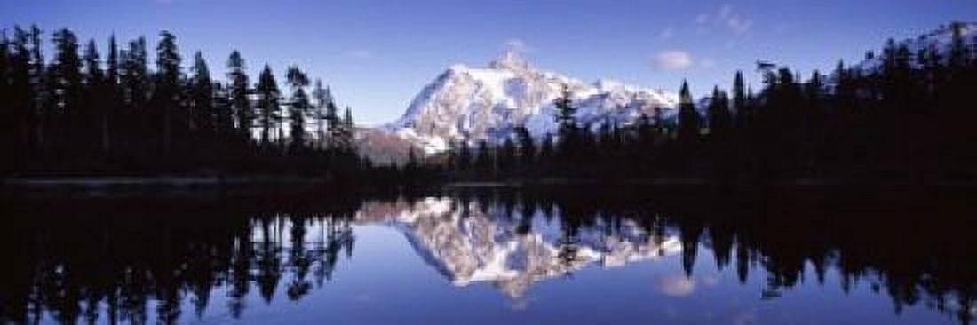 Reflection of mountains in a lake Mt Shuksan Picture Lake North Cascades National Park Washington State USA Canvas Art - Panoramic Images (18 x 6)