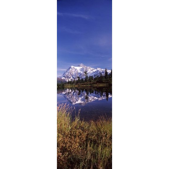 Reflection of mountains in a lake Mt Shuksan Picture Lake North Cascades National Park Washington State USA Canvas Art - Panoramic Images (36 x 12)