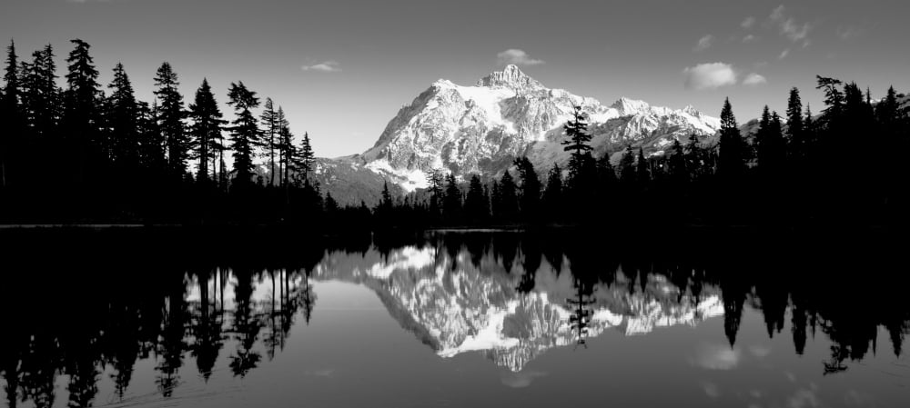 Reflection of mountains in a lake Mt Shuksan Picture Lake North Cascades National Park Washington State USA Canvas Art - Panoramic Images (7 x 15)