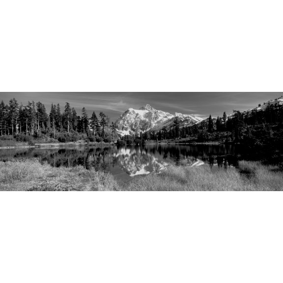 Reflection of mountains in a lake Mt Shuksan Picture Lake North Cascades National Park Washington State USA Canvas Art - Panoramic Images (7 x 18)