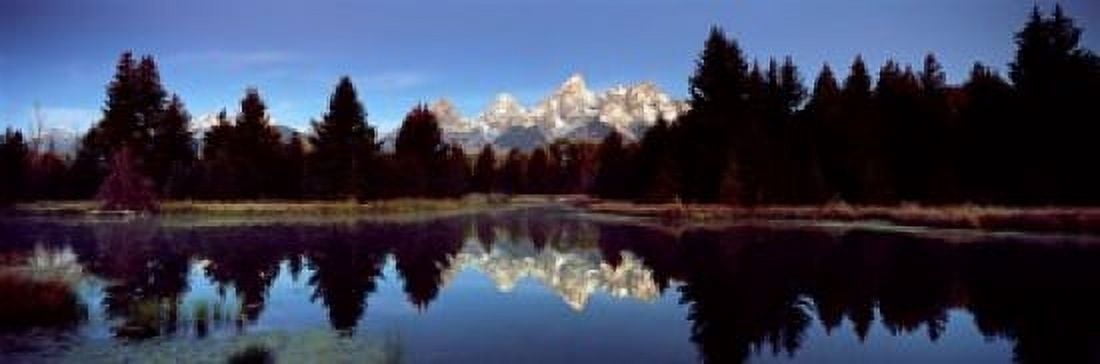 Reflection of mountains with trees in the river Teton Range Snake River Grand Teton National Park Wyoming USA Canvas Art - Panoramic Images (18 x 6)