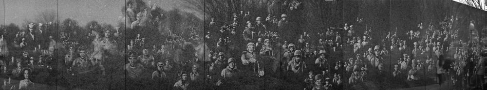 Reflection of soldiers statues on a wall at Korean War Memorial The Mall Washington DC USA Canvas Art - Panoramic Images (27 x 9)