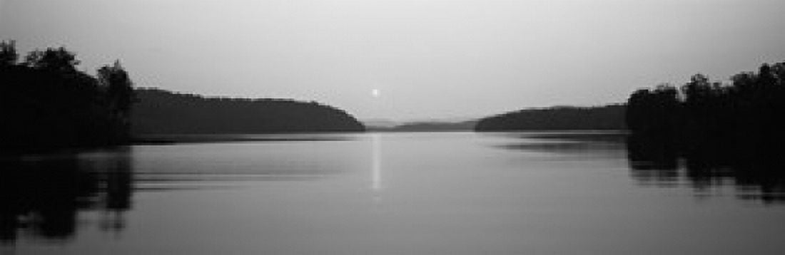 Reflection of sun in a lake Lake Chatuge Western Mountains North Carolina USA Canvas Art - Panoramic Images (18 x 6)