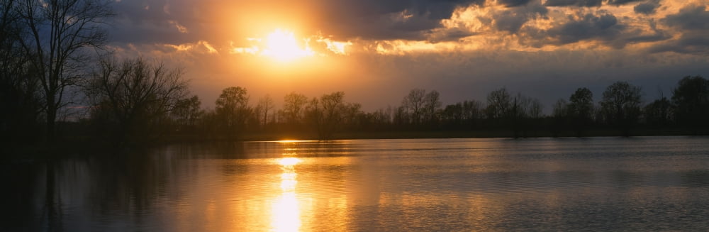 Reflection of sun in water West Memphis Arkansas USA Canvas Art - Panoramic Images (36 x 12)