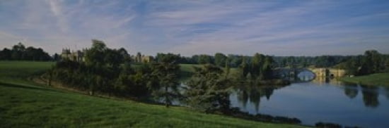 Reflection of trees and a bridge in water Blenheim Palace Woodstock Oxfordshire England Canvas Art - Panoramic Images (36 x 12)