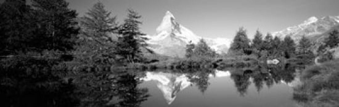Reflection of trees and mountain in a lake Matterhorn Switzerland Canvas Art - Panoramic Images (18 x 6)