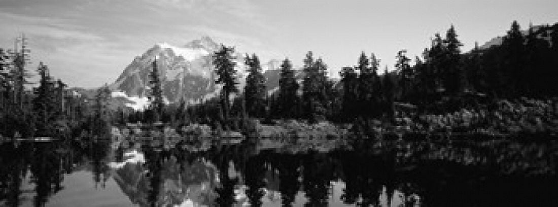 Reflection of trees and mountains in a lake Mount Shuksan North Cascades National Park Washington State USA Canvas Art - Panoramic Images (15 x 6)