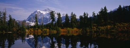 Reflection of trees and mountains in a lake Mount Shuksan North Cascades National Park Washington State USA Canvas Art - Panoramic Images (30 x 12)