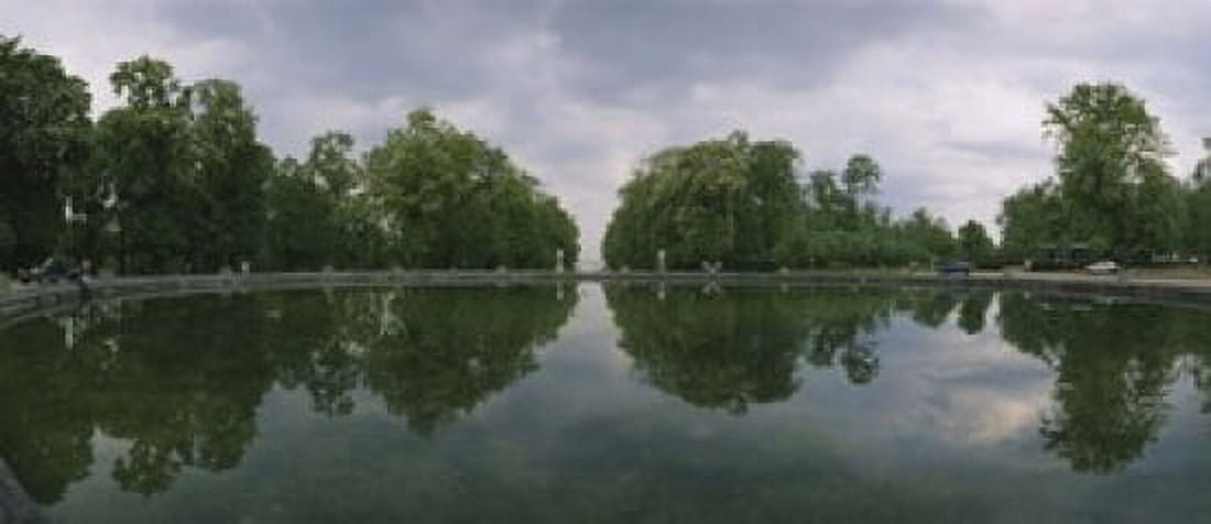 Reflection of trees in a pond Versailles Paris Ile-De-France France Canvas Art - Panoramic Images (15 x 6)