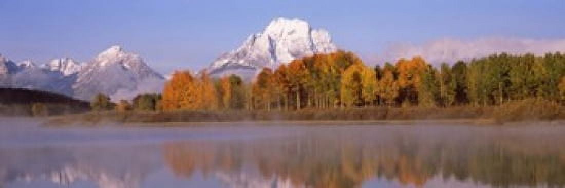 Reflection of trees in a river Oxbow Bend Snake River Grand Teton National Park Teton County Wyoming USA Canvas Art - Panoramic Images (18 x 6)