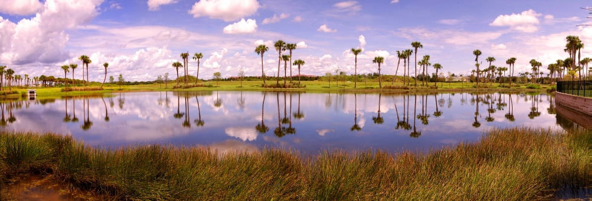 Reflection of trees in water at dusk Everglades National Park Lake Worth Palm Beach County Florida USA Canvas Art - Panoramic Images (27 x 9)