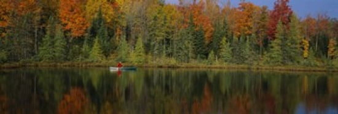 Reflection of trees in water near Antigo Wisconsin USA Canvas Art - Panoramic Images (18 x 6)