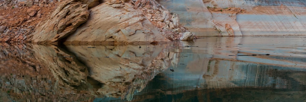 Reflection on rock wall Lake Powell Arizona USA Canvas Art - Panoramic Images (6 x 18)