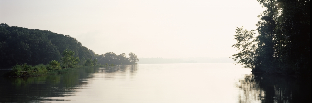 Reflection of trees in a lake at early morning Land Between the Lakes National Recreation Area Eddyville Kentucky USA Canvas Art - Panoramic Images (6 x 18)