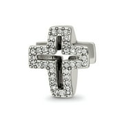 Reflections 925 Sterling Silver Reflections Crystals Pav  Open Cross Bead 13 x 11 mm