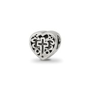 Reflections 925 Sterling Silver Kids Heart with Cross and Scroll Bead 6 x 6 mm.
