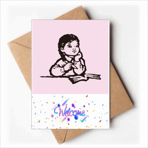 Reflections Chinese Red Educational Propaganda Welcome Back Greeting Cards Envelopes Blank