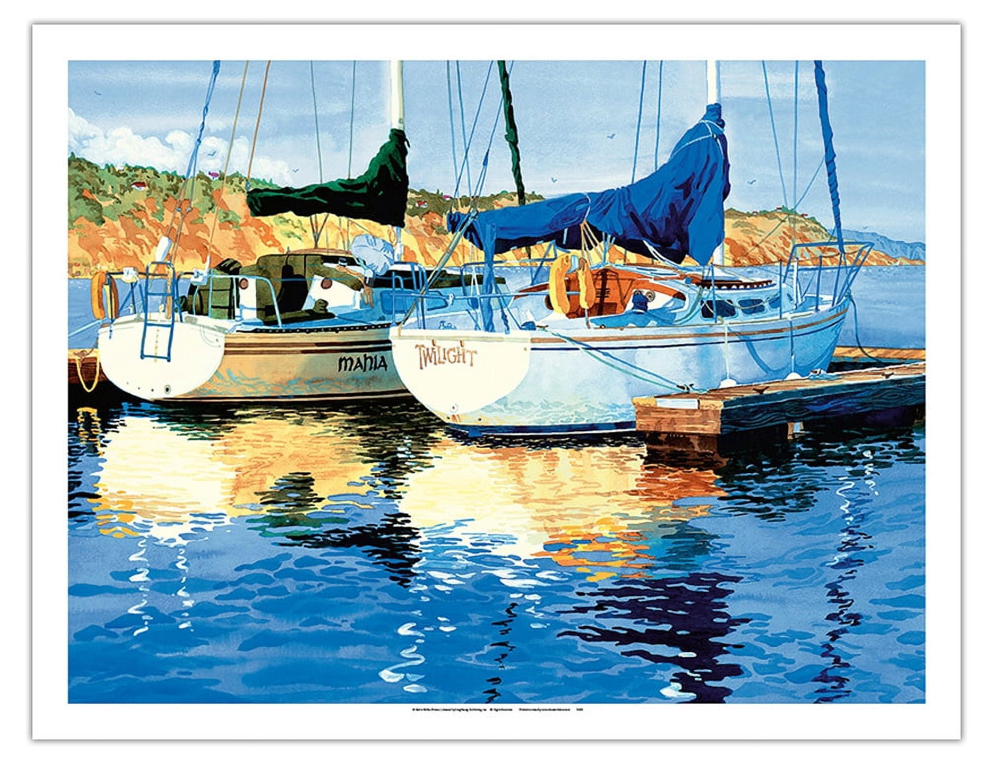 Robin Pier Reflections on the Gold Coast - Two Sailboats at Pier - La Jolla ...