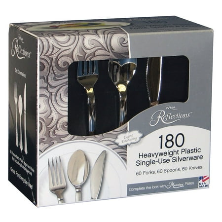 Reflections Heavyweight Plastic Single-Use Silverware Combo Pack, 180 Ct