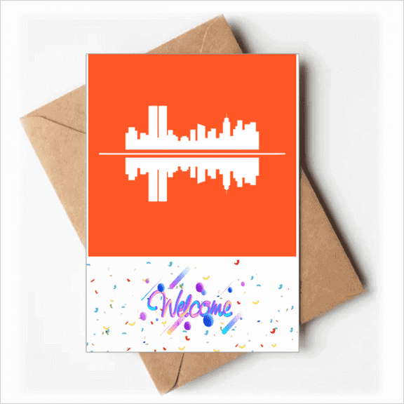 Reflections High Buildings Urban Landscape Architectural Signs Welcome Back Greeting Cards Envelopes Blank