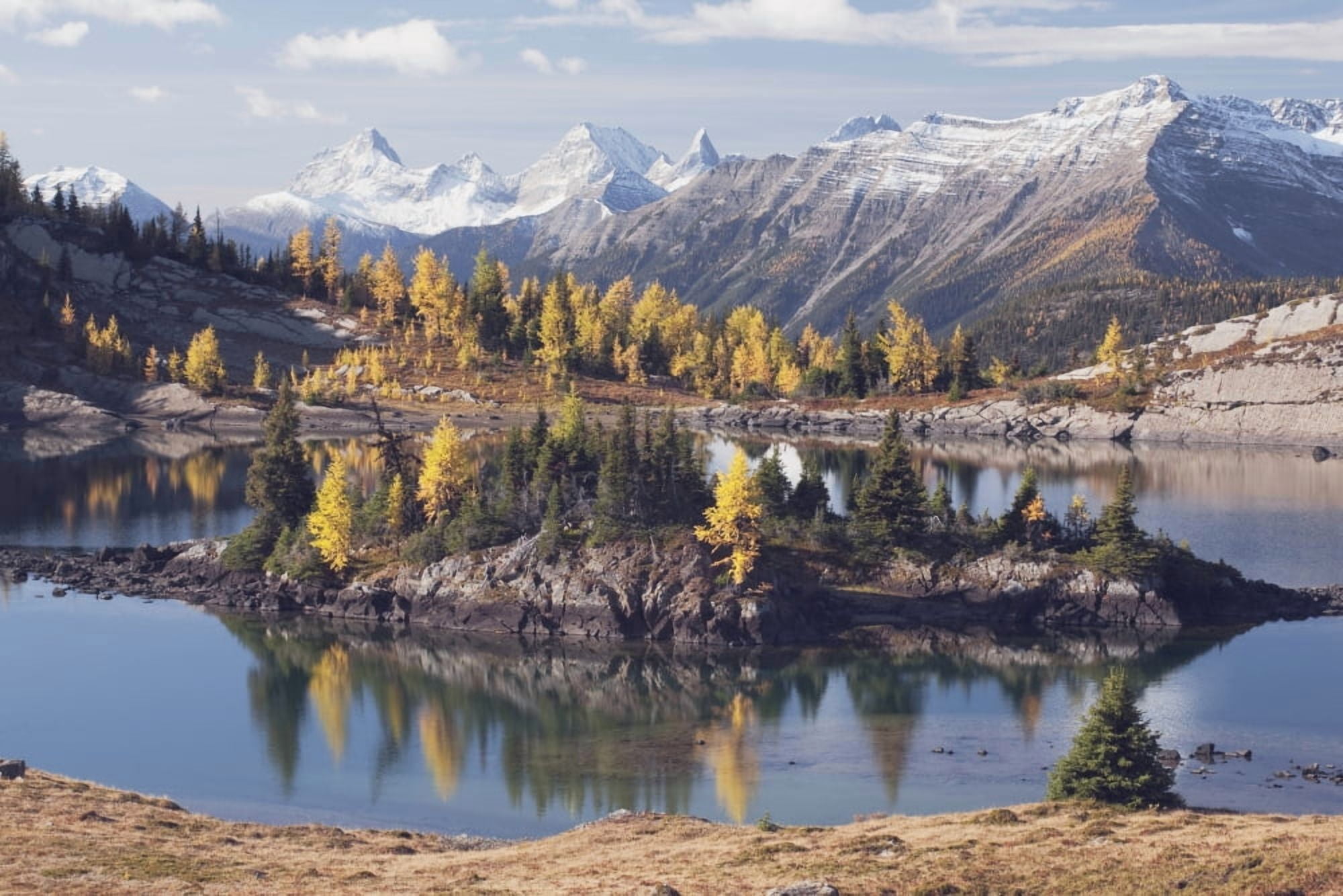 Reflections In Rock Isle Lake Banff National Park Banff National Park Alberta Canada Canvas Art - Michael Interisano Design Pics (38 x 24)