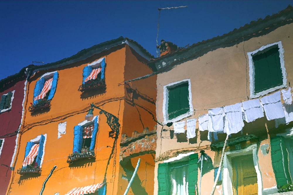 Reflections In Water Of Burano Italy Canvas Art - Chris Upton  Design Pics (17 x 11)