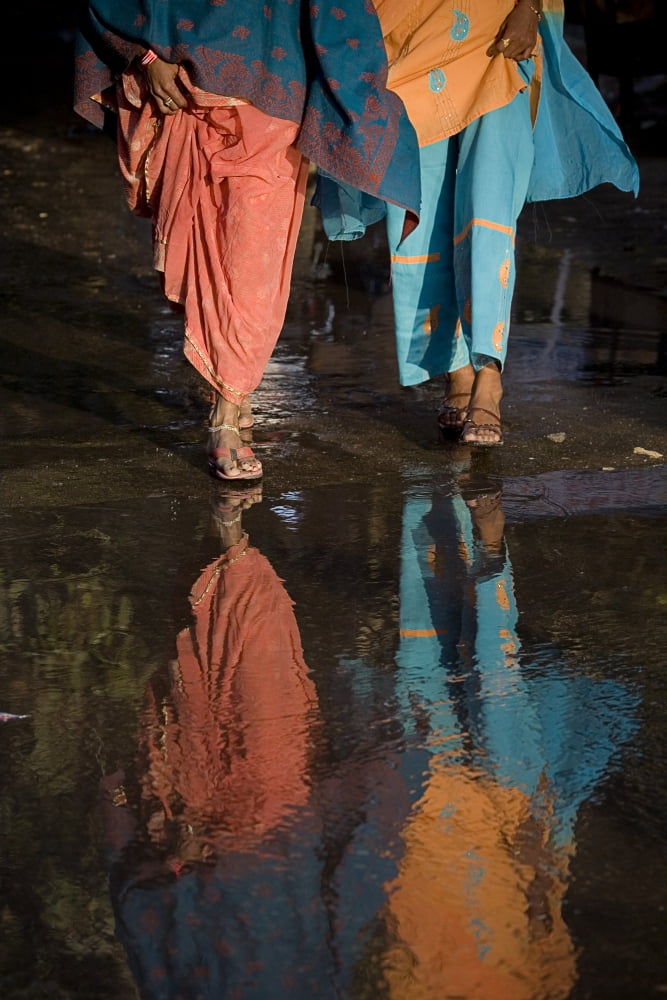 Reflections In Water Of Women Walking Jodhpur India Canvas Art - David DuChemin  Design Pics (24 x 38)