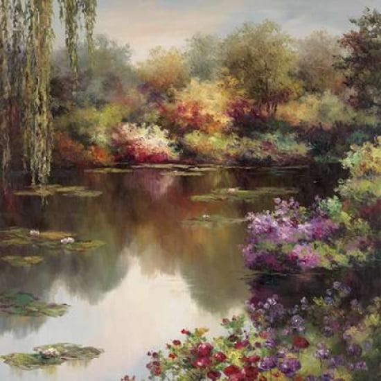 Reflections Of A Lily Pond Canvas Art - Budian (24 x 24)