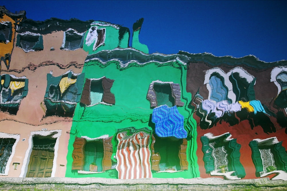 Reflections Of Burano Housing Italy Canvas Art - Chris Upton Design Pics (17 x 11)