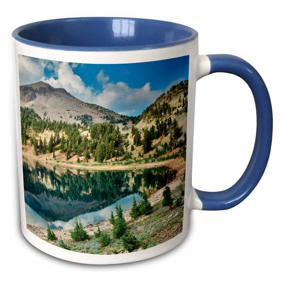 3drose, Reflections on Lake Helen, Lassen Volcanic Np, California, Usa, 15oz Two-tone Blue Mug