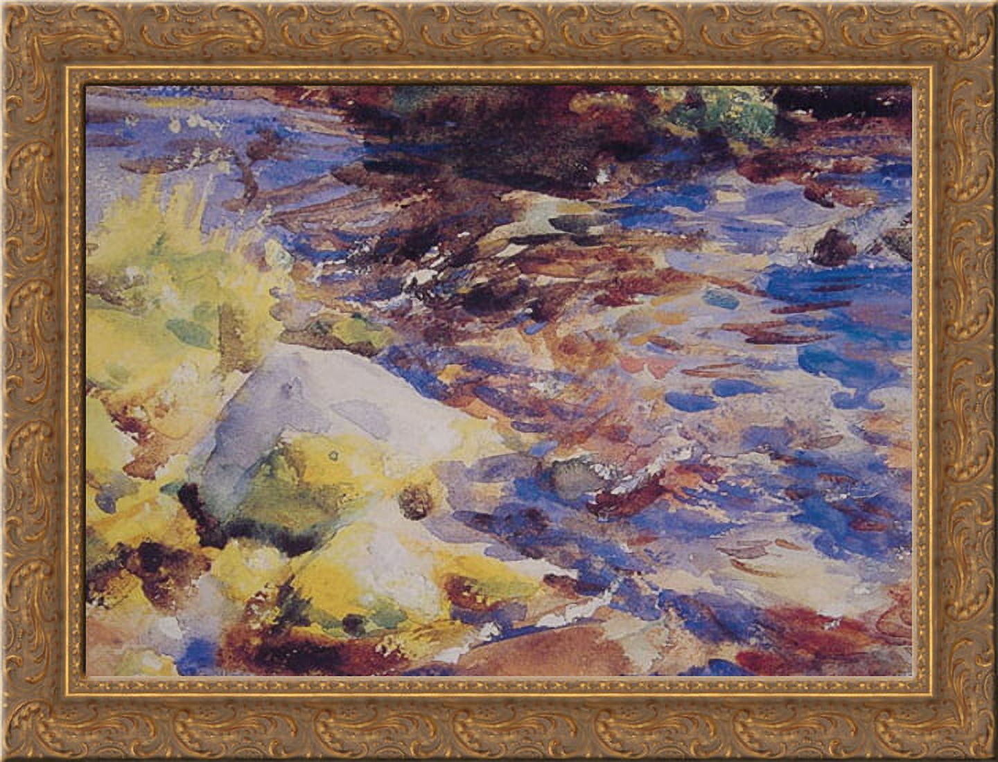 Reflections Rocks and Water 24x20 Gold Ornate Wood Framed Canvas Art by ...