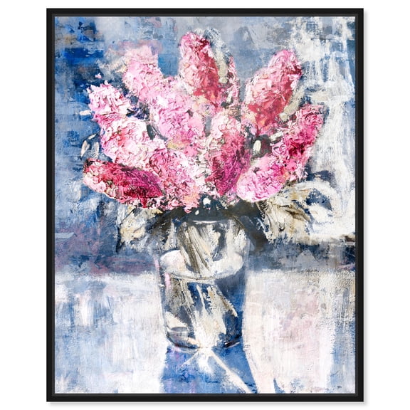 Reflections in a Flower Vase Canvas Romantic Floral Wall Art by Art Remedy, Black Frame, 30" x 36"