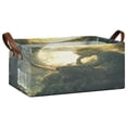 thumbnail image 1 of Reflections under The Moon Storage Basket Soccer Plaid Fabric Hoard Box Oversized Collapsible Closet Organizer with Metal Iron Frame 16.9×11.4×7.7in, 1 of 8